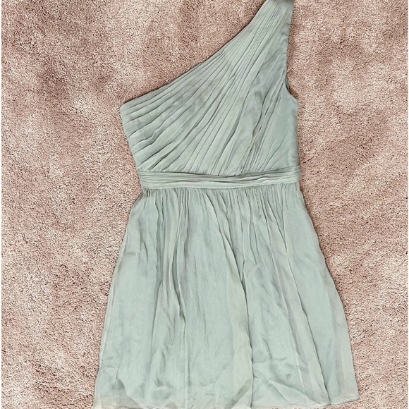 dusty shale bridesmaid dress Dusty Blue Bridesmaid Dress Shiny Satin Size 0X
